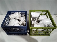 2 Milk Crates of 3" PVC Fittings