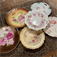 Lot of 6 Vintage Hand Painted Plates