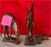 K - LOT OF CARVED WOOD FIGURINES (P15)