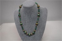 1/20 14K Clasp & Beads, Cat's Eye Bead & Green