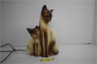 Vintage MCM Ceramic Kron Siamese Cat TV Lamp