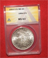 1884-O Morgan Silver Dollar - Toned  MS63 ANACS