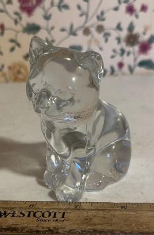 PRINCESS HOUSE/LEAD CRYSTAL PAPERWEIGHT-CAT