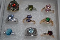 Nine New Assorted Costume Rings