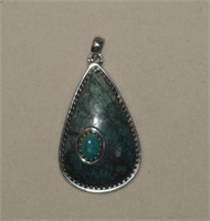 Sterling Turquoise on Turquoise Pendant