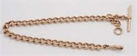 14K rose gold Victorian watch chain with T-bar