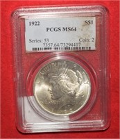 1922 Peace Silver Dollar  MS64  PCGS