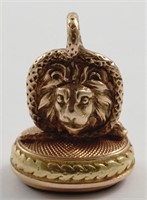 Heavy 14K lion's head watch fob