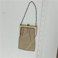 Antique metal woven mesh purse