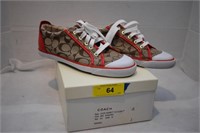 Ladies Coach Khaki Red Shoes. Size 9.5 M Like New