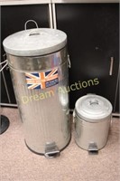 2 Metal Pedal Garbage Cans, Tallest 26H