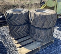 Skid Lot Of (4) 9 Lug Rims W/ Tires