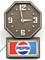 Vintage Pepsi Plastic Wall Clock 12” x 20”
