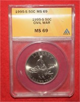 1995-S Civil War Clad Half Dollar  MS69  ANACS