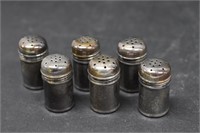 Six Small Sterling Silver Salt Shakers