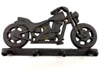 Motorcycle Cast Iron Wall Mount Key Hook 8” x 4”