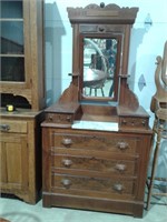 Ant. Victorian Dresser, Marble Inset