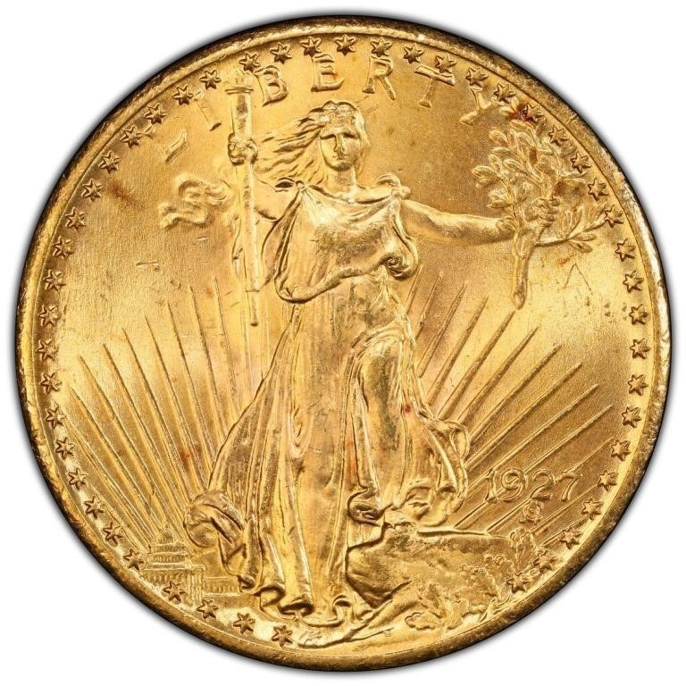 US St Gaudens $20 Gold, 1927, PCGS MS65