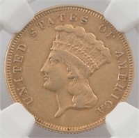 US Three Dollar Gold, 1874, NGC AU53