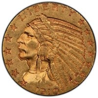 US Indian $5 Gold, 1910, Mint Error, PCGS AU58