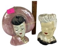 (2) ceramic head vases