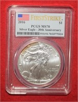 2016 Silver Eagle-First Strike  MS70 Toned  ANACS