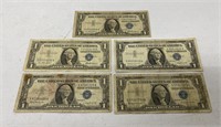 Group of 1957 $1 Blue Seal Silver Certificates