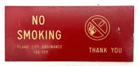 ‘No Smoking Plano City Ordinance’ Plastic Sign 8”