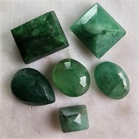 37.15 Ct Faceted Colour Enhanced Emerald Gemstones