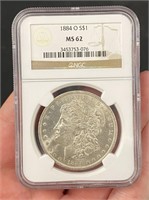 NGC MS62 1884O Morgan Silver Dollar