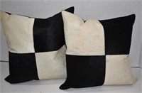 Harp Finial Cowhide Pillow Covers w/Down Pillows