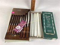 Mid Century Town & Country cutlery set, candles