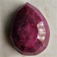 CERT 99.45 Ct Faceted Colour Enhanced Ruby, Pear S