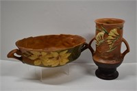 Roseville Pottery Magnolia Vase and Dish
