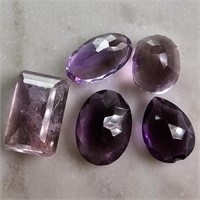 54.70 Ct Faceted Amethyst Gemstones Lot of 5 Pcs,