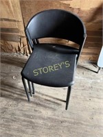 3 Black Plastic Stacking Chairs