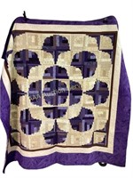 Purple/beige quilt 80 x 80 with matching shams