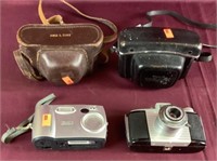 3 Vintage & 1 Digital Camera: Kodak 35 & Olympus