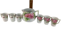 Nippon Hand painted pitcher & cups (5) normal wear