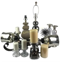 Glass Candle Holders and Candles, Metal Nail Art