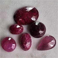 46.25 Ct Faceted Colour Enhanced Ruby Gemstones Lo