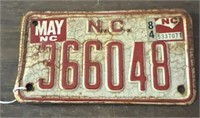 North Carolina motorcycle tag license plate /