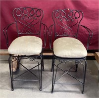 2 Swivel Bistro Style Cushioned Chairs