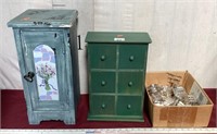 Vintage Wooden Spice Cabinet, Mosaic Flower