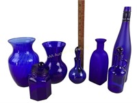 Cobalt Blue Glassware, Decanters, Spice Jar, Blue