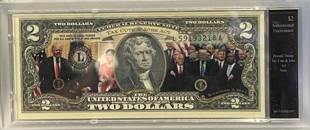 S - AUTHENTICATED UNCIRCULATED TRUMP $2 BILL (7M)