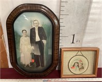 Antique Grain Painted Portrait & Stove Pipe Cover