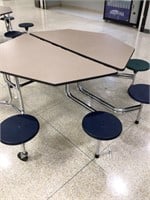 1 Octagon fold mobile cafeteria table with 8 stool