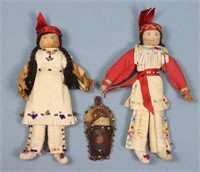 (3) 1940's Native American Corn Husk Dolls