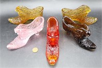 5 Fenton Glass Cat Head Slipper Shoes
